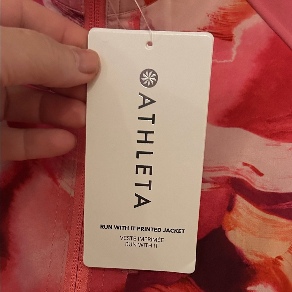 Athleta Pink and Red Patterned Bomber Jacket - Picture 2 of 7